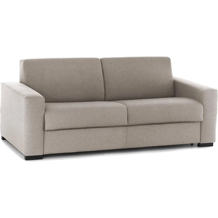 Talamo Italia - 2-Sitzer festes Sofa Marzia, Wohnzimmersofa aus gepolstertem Stoff mit schmalen Armlehnen, 100 % Made in Italy, cm 180x95h90, Taupe – Bild 3