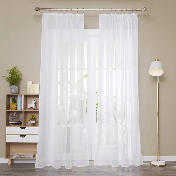 Deconovo Vorhang Gardinen Kräuselband Wohnzimmer Transparent Vorhänge für 2er Set, Store – Bild 3