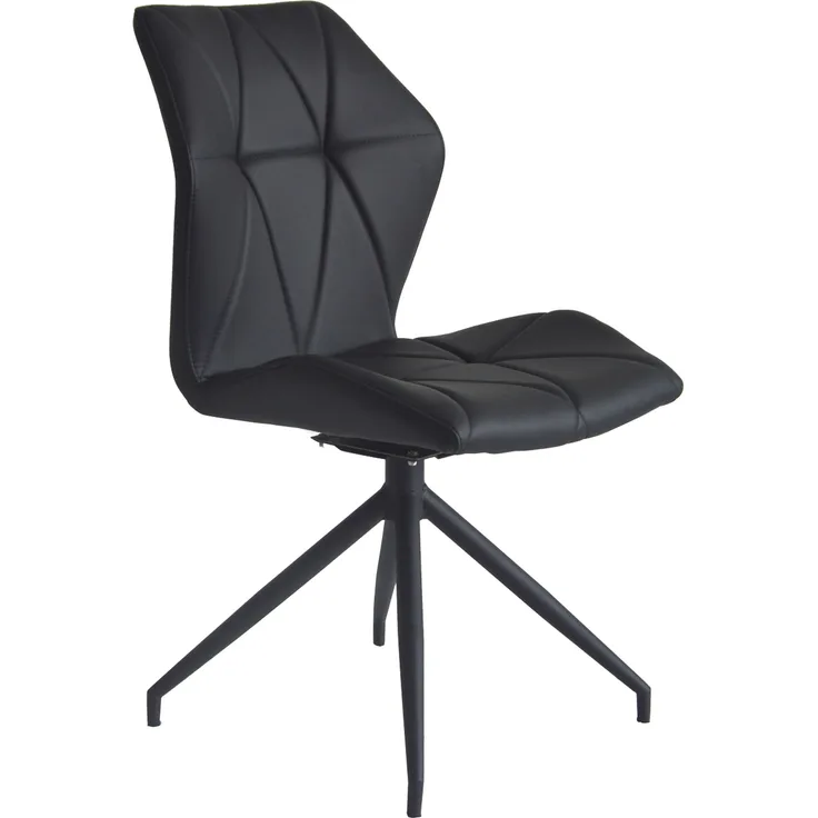 byLIVING Esszimmerstuhl 2er Set IMKE / Kunstleder schwarz / Gestell Metall schwarz / Sitzschale 360° drehbar / Esszimmerstuhl / Diamanten-Steppung / B 52, H 90,5, T 62 cm