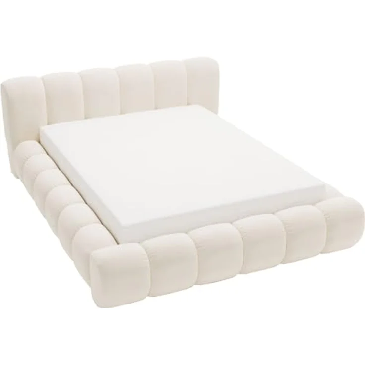 Graingold Polsterbett Doria, Creme, 140x200 cm, mit geräumigem Bettkasten und stabilem Holzrahmen – Bild 5