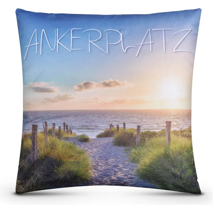 Outdoor Kissen mit Paspel ( 45 x 45 cm ) Dekokissen Garten - Reißverschluss - Schmutz- und Wasserabweisend - abnehmbarer Kissenbezug Ankerplatz 4er-Pack – Bild 2