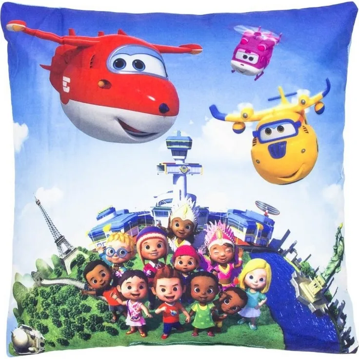 Super Wings Dekokissen 'Rundflug' 35x35 cm