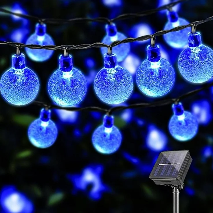 LQWELL LED Solarleuchte LED Kugel-Lichterkette Außen Solar Gartenleuchte, Kettenlicht Kristall Kugeln, Garten Terrasse Balkon Hochzeit Party Fenster – Bild 4