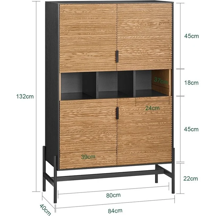 SoBuy HFSB03-SCH Sideboard, MDF, Papierfurnier, Helle Eiche, 110 x 83 x 40 cm – Bild 3