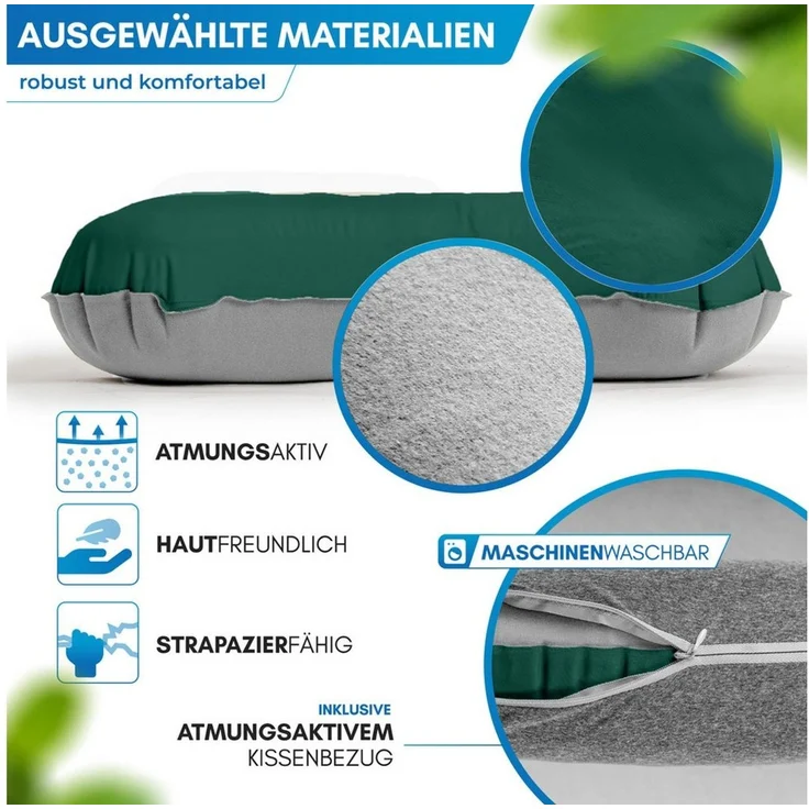 Nordmut Reisekissen aufblasbar & ergonomisch für Camping & Outdoor, kompakt & ultraleicht, Spar-Set, 1-tlg, Nordmut Rago + Kompressionsbeutel, Trekking, Schlafkissen für Nacht, waschbarer Bezug, Kompressionsbeutel – Bild 3