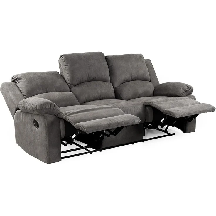 3-Sitzer-Relaxsofa Couch Liegefunktion Federkern Polster Stoff Vintage Anthrazit – Bild 9