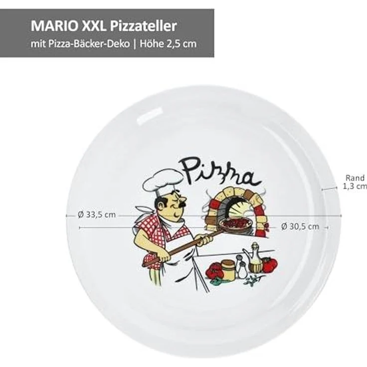 MamboCat Pizzateller 6er Set Mario XXL Pizzateller Ø33,5cm 6 Pers. Teller Pizza Bäcker – Bild 6
