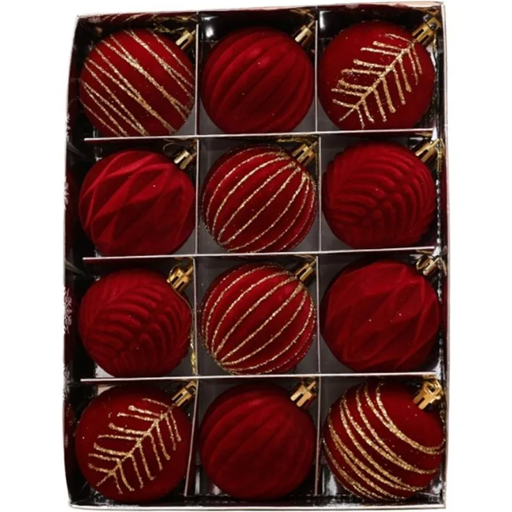 Coonoor Weihnachtsbaumkugel Weihnachtskugeln aus Samt, 12er Set Samt Weihnachtsdeko, Christbaumschmuck