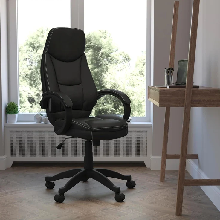 Flash Möbel h-hlc-0005-high-1b-gg Hohe Rückenlehne schwarz Leder modernes Bürostuhl – Bild 2