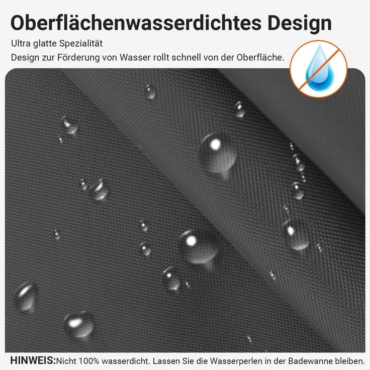 Duschvorhang Dunkelgrau 200x200cm Antischimmel Wasserdicht Polyester 12 Ringe – Bild 2