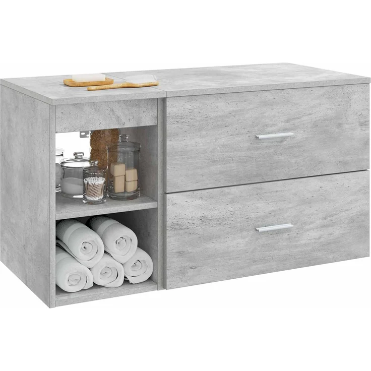 vidaXL Badezimmermöbel-Set zur Wandmontage 2 stk. Betongrau 3403939 – Bild 3