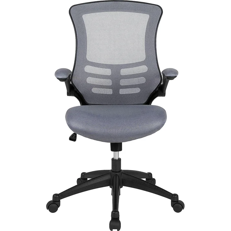 Flash Furniture Bürostuhl mit mittelhoher Rückenlehne – Ergonomischer Schreibtischstuhl mit hochklappbaren Armlehnen und Netzstoff – Perfekt für Home Office oder Büro – Dunkelgrau – Bild 10