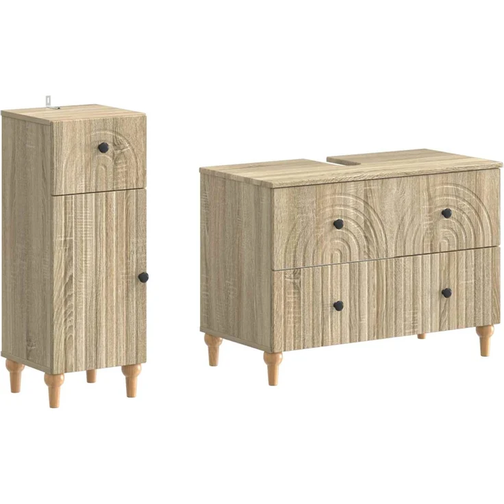 vidaXL 2-teiliges Badezimmer Schrank Set ALKMAAR Sonoma-Eiche 3417668 – Bild 2