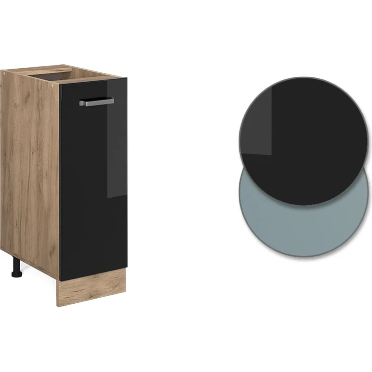 Apothekerschrank R-Line Schwarz Hochglanz 30 cm ohne Arbeitsplatte Vicco – Bild 5