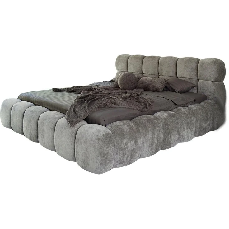Compleo Polsterbett Cloud Bett, Bett mit gepolstertem Kopfteil ELVA (Chenille-Stoff), Schlafzimmer Bett modern, Doppelbett gepolstert, Wolkenbett – Bild 2