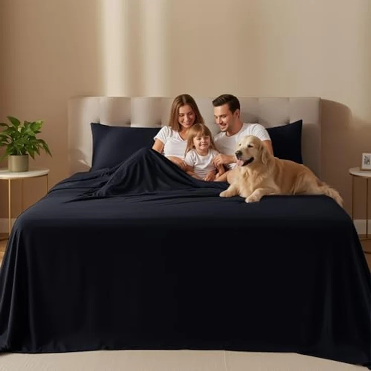 Utopia Bedding Bettwäscheset, 4-teilig, gebürstete Mikrofaser, schrumpft und lichtbeständig, pflegeleicht (Voll, Schwarz) – Bild 2