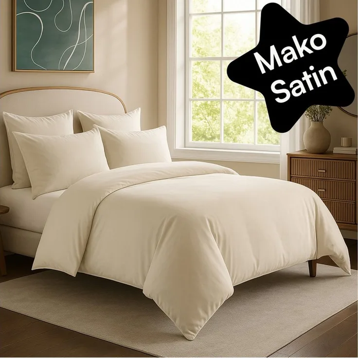 Seralino Bettwäsche Mako Satin Bettwäsche (100% Bio Baumwolle) mit Kissenbezug, 3 teilig, Fairtrade/ GOTS zertifiziert, uni Bettwäsche Set mit Reißverschluss