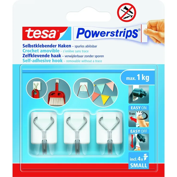 tesa Haken Powerstrips Drahthaken 3er-Set weiß