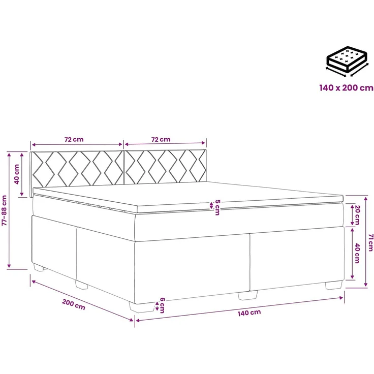 vidaXL Boxspringbett mit Matratze Dunkelgrün 140 x 200 cm Samt 3450737 – Bild 11