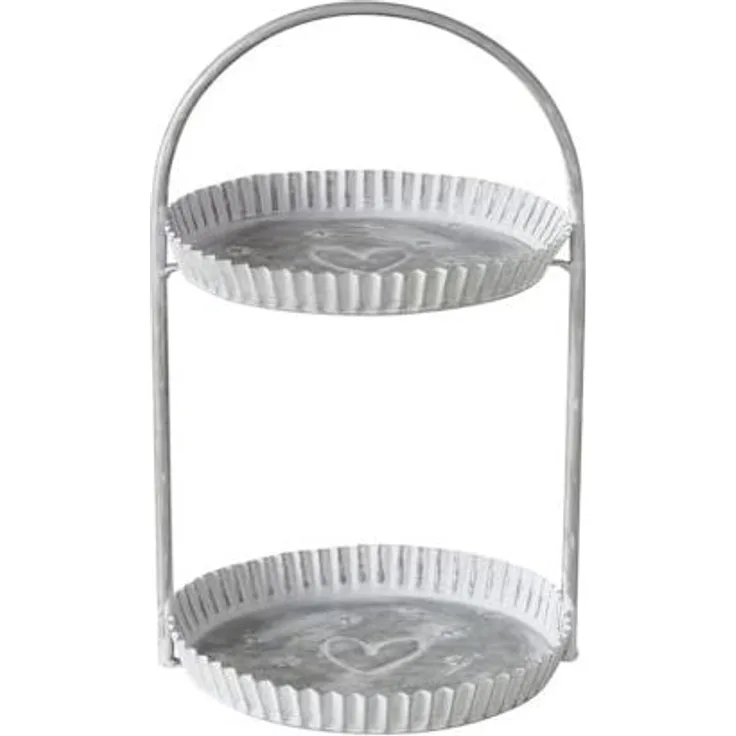 BOLTZE Etagere Etagere ANELLA grau weiß aus Zink runde Dekoetagere Metall H36cm mit S