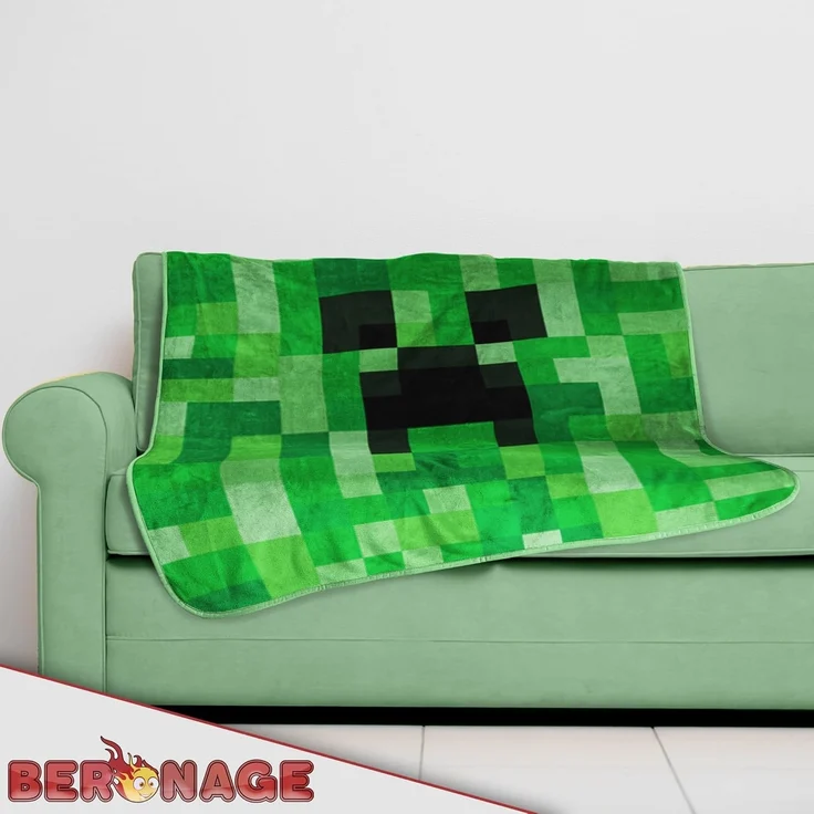 Wohndecke Minecraft Decke Creeper 150x200 cm Kuscheldecke Wohndecke, BERONAGE, passend zur Bettwäsche, ideal für Sofa, Couch, Bett, Auto, Camping – Bild 4