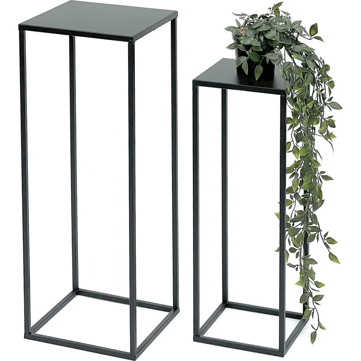 DanDiBo Blumenhocker eckig, Metall, Schwarz, 2 Stück, 60 x 23 x 23 cm – Bild 1