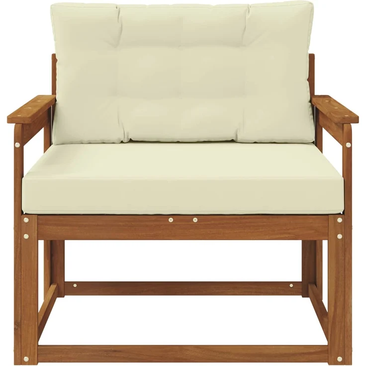 vidaXL Outdoor Mittelsofa Massivholz Akazie Natur und Creme 3436257 – Bild 3