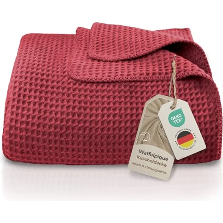 Wohndecke Wohndecke Waffelpique aus Baumwolle - Kuscheldecke, Baumwolldecke -, Laynenburg, Decke als Sofa-decke, Couchdecke, Wolldecke aus Baumwollmix – Bild 2