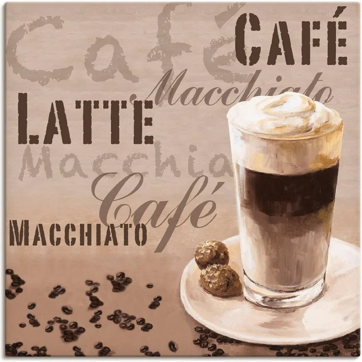 Artland Leinwandbild Kaffee - Latte Macchiato, Getränke (1 St), auf Holzrahmen gespannt