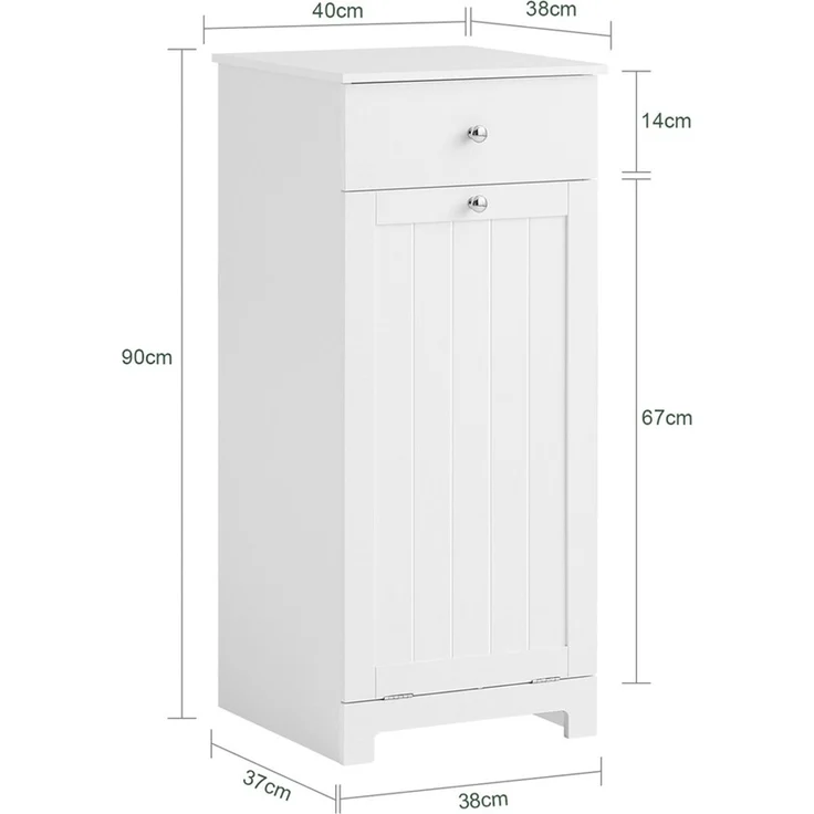 SoBuy BZR21-W Wäscheschrank, MDF, Lackiert, Weiß, 38 x 90 x 40 cm – Bild 3