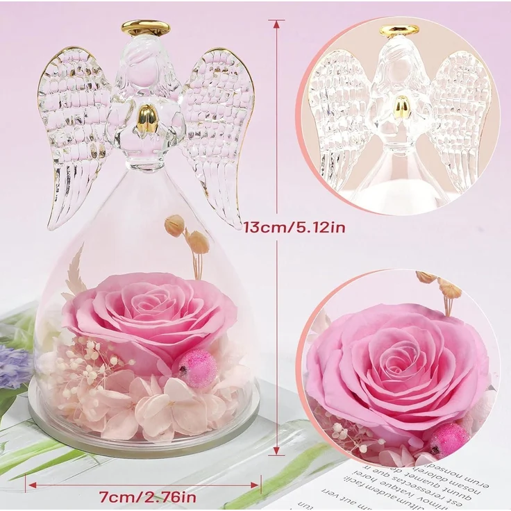 Ewige Rose Engel Figur Geschenk Forever Rose Muttertag Weihnachten Mama Oma – Bild 2