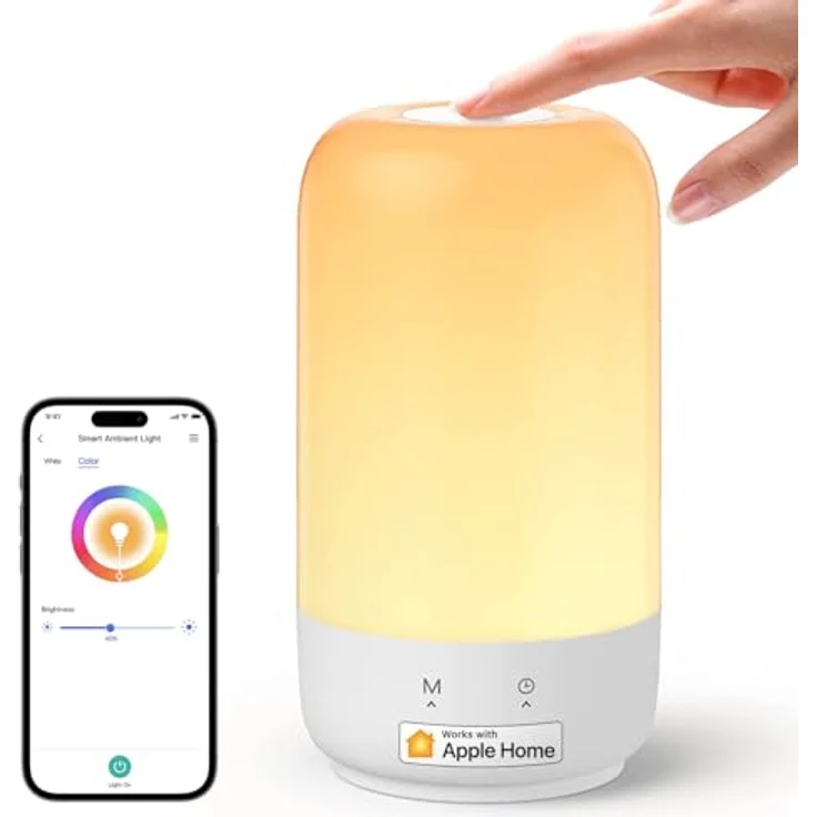 Meross MSL450HK-EU, Smarte LED Tischlampe mit Touch-Funktion und WLAN, Weiß – Bild 1