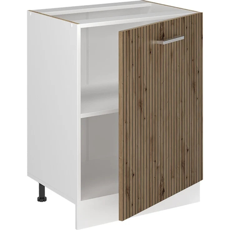 Küchenunterschrank R-Line Artisan-Eiche/Weiß 60 cm mit 1 Tür Arbeitsplatte Marmor Vicco – Bild 3