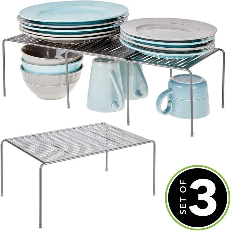 mDesign Küchenregal Abtropfgestell Aufbewahrung Organizer 3er Set Metall Grau – Bild 2