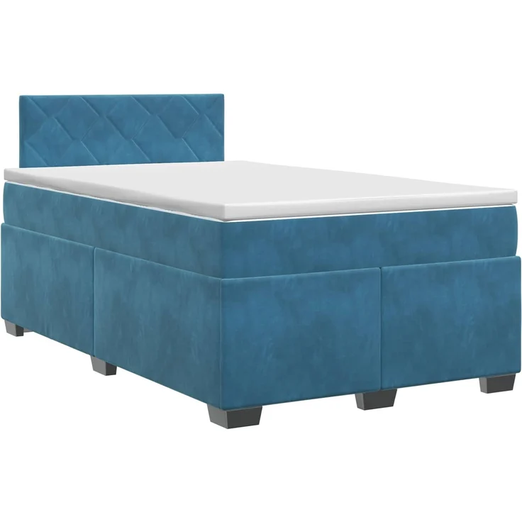 vidaXL Boxspringbett mit Matratze mit Kopfteil Blau 120 x 190 cm Samt 3450684 – Bild 2