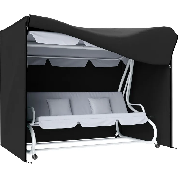 JARDJ Abdeckung für Hollywoodschaukel, wasserdicht, Polyester, 220x125x172cm, Schwarz