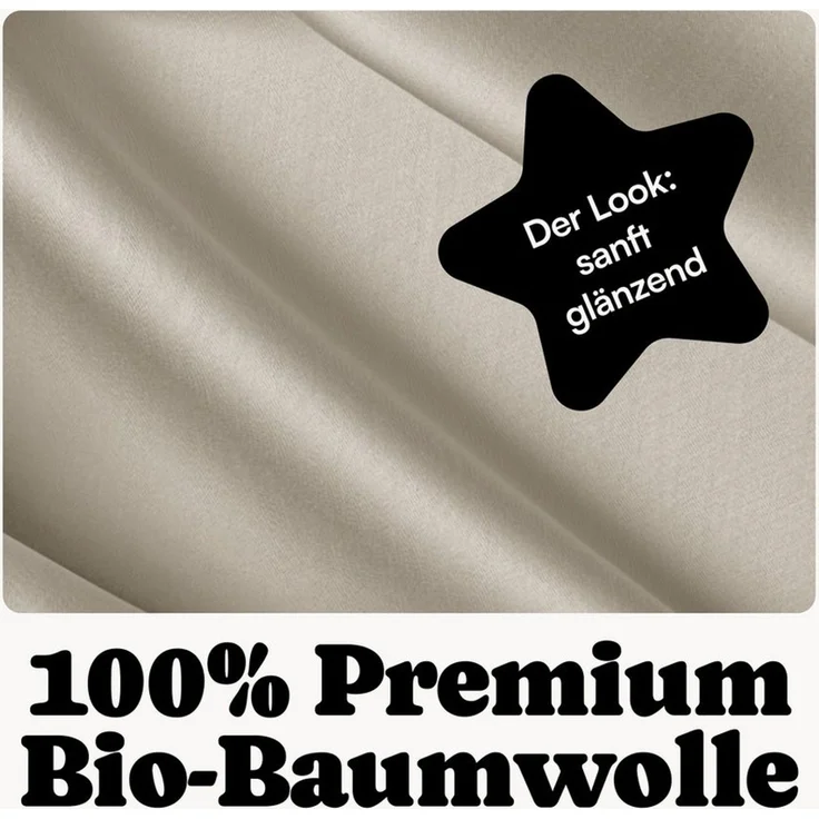 Seralino Bettwäsche Mako Satin Bettwäsche (100% Bio Baumwolle) mit Kissenbezug, 3 teilig, Fairtrade/ GOTS zertifiziert, uni Bettwäsche Set mit Reißverschluss – Bild 3
