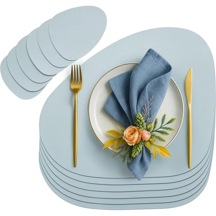 Youyijia Platzset 6er Set Tischset aus Leder-Imitat, Starke rutschfeste – Bild 5