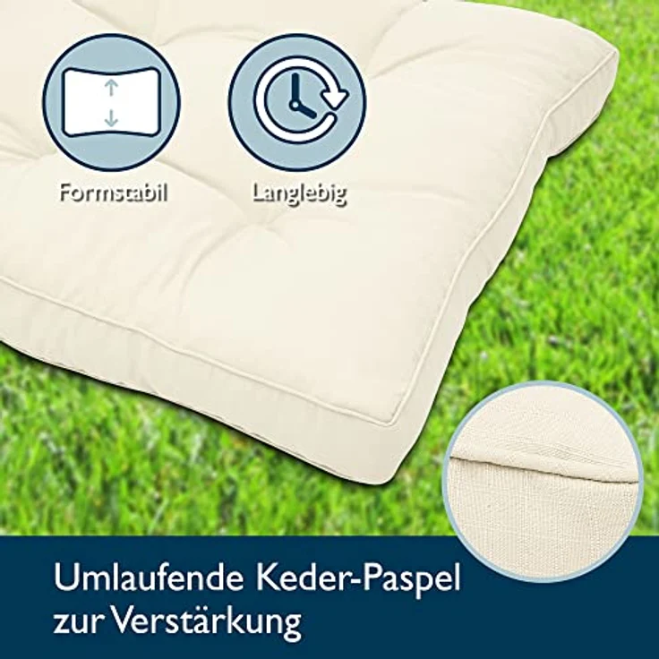 Beautissu Loungekissen Xluna Sitz Natur, 40 x 40 x 10 cm – Bild 9