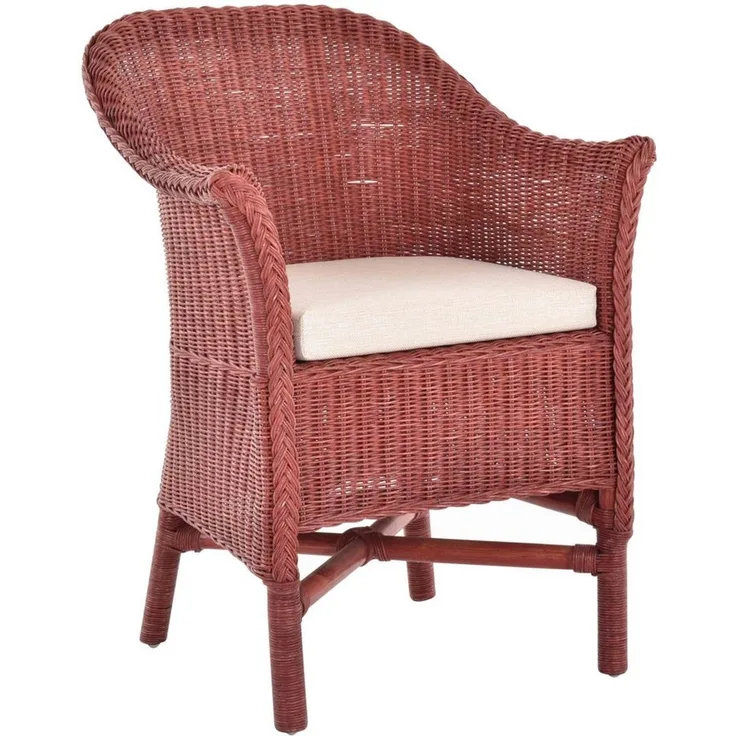Krines Home Relaxsessel Rattansessel Esszimmersessel echtes Rattan Rattanstuhl mit Armlehnen, Mit Armlehnen