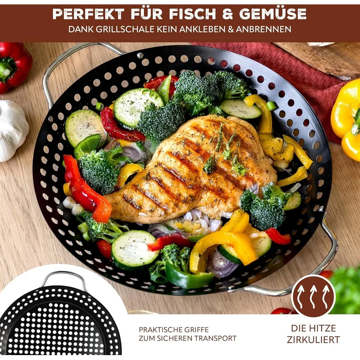 Bremermann Grillplatte, antihaftbeschichtet, Stahl schwarz, 37,5 x 30,5, 4,5 cm – Bild 5