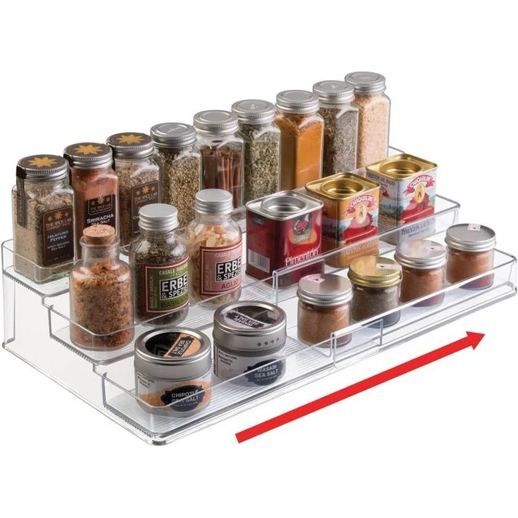 Gewürzregal Gewürzständer Organizer ausziehbar 3 Ebenen mDesign transparent – Bild 4