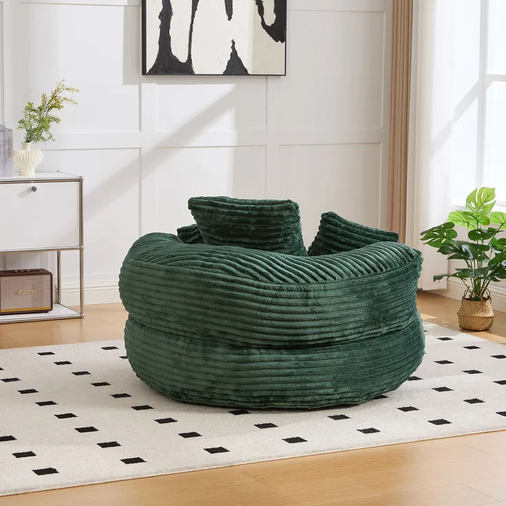 ZUBALIYA Sofa 108x52 cm, mit Cordbezug, mit breiten Armlehnen, mit Schaumstoffpolsterung, für Wohnzimmer und Apartments, Grün – Bild 12