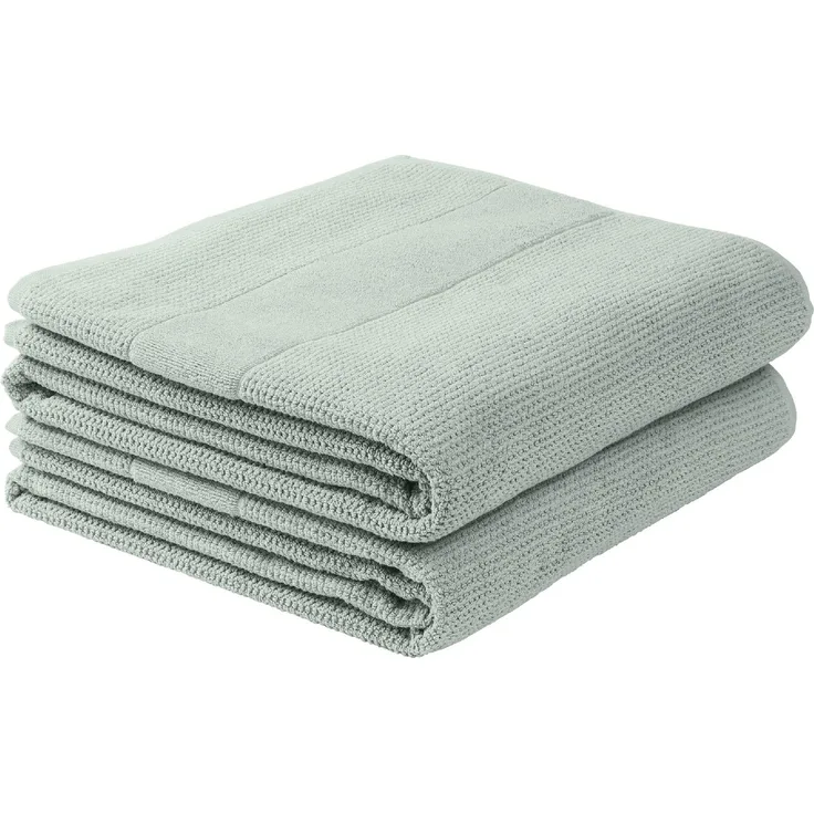 Schiesser Duschtücher Turin im 2er Set aus 100% Baumwolle, nachhaltig und fair produziert, Farbe:Eisblau, Größe:70x140 cm