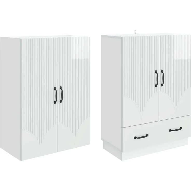 vidaXL Schrankset 2 pcs Hochglanz Weiß Holzwerkstoff 3416776 – Bild 3