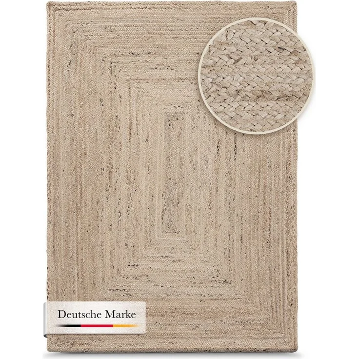 carpetfine Teppich Nele Juteteppich Naturfaser, rechteckig, Höhe: 6 mm, geflochtener Wendeteppich aus 100% Jute, quadratisch und als Läufer – Bild 2