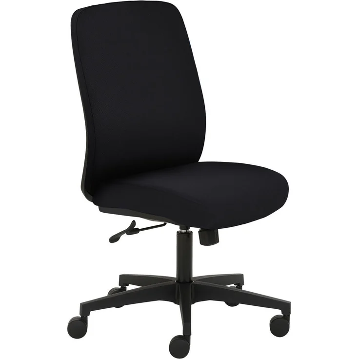 MID.YOU Drehstuhl Schwarz, Wippmechanik mit Härtegradeinstellung, 360° drehbar, Holz/Metall, Buche, 62x105-116x63 cm