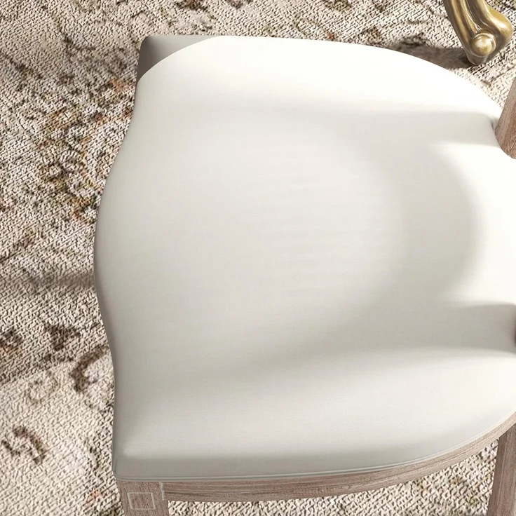 HOMCOM Esszimmerstuhl Küchenstuhl mit Rückenlehne, Polsterstuhl mit Leinenoptik (Essstuhl, 2 St), Wohnzimmer, Cremeweiß 48 x 57 x 96 cm – Bild 8