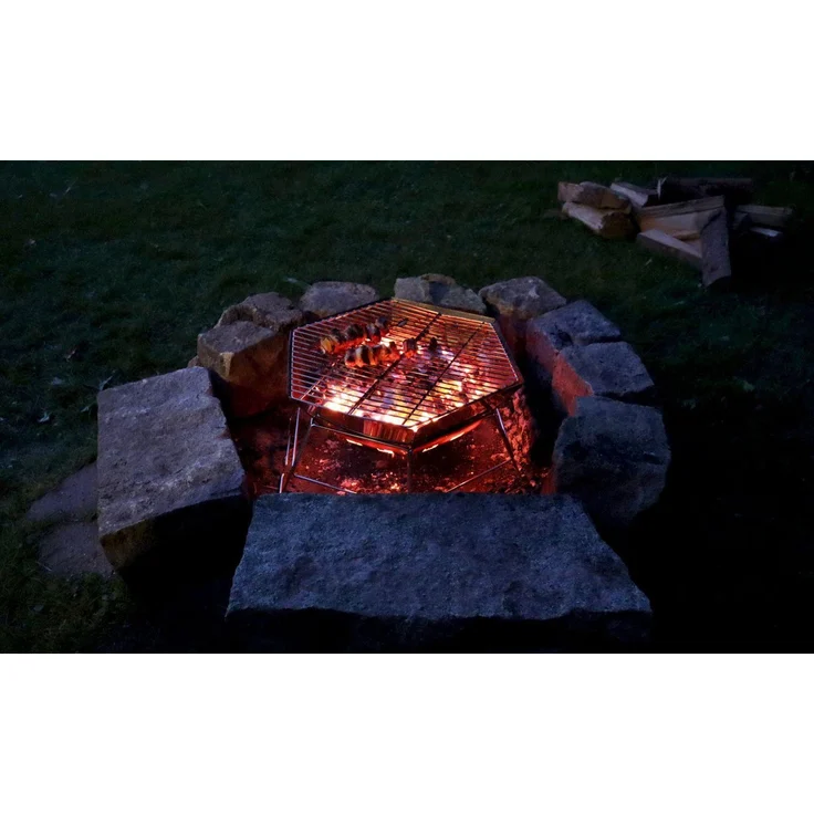 Origin Outdoors 'Hexagon' Grill- und Feuerschale, Edelstahl Silber, 45 x 52 x 22,5 cm – Bild 10