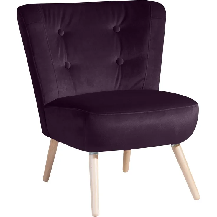 Sessel Kassi Bezug Samtvelours Buche natur / purple 22362